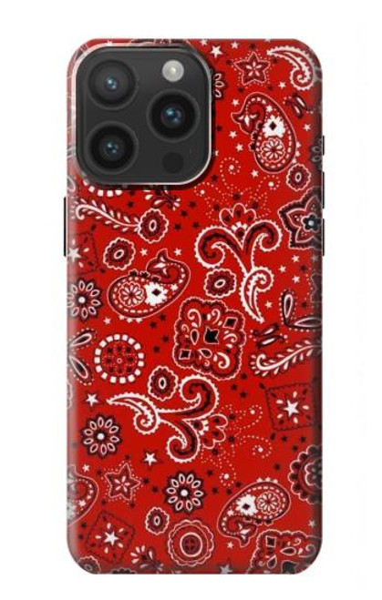 S3354 Rouge classique Bandana Etui Coque Housse pour iPhone 15 Pro Max