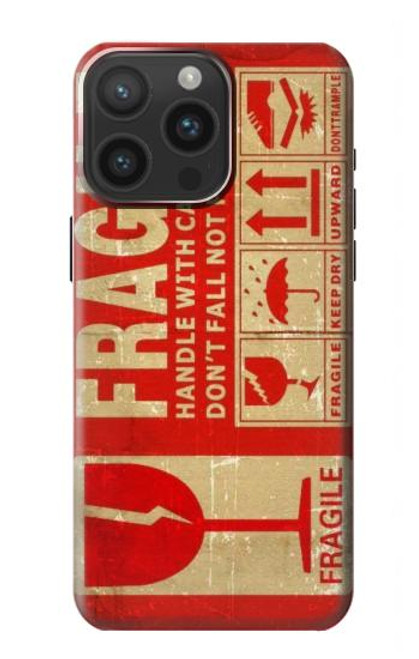 S3552 Millésime Étiquette fragile Etui Coque Housse pour iPhone 15 Pro Max