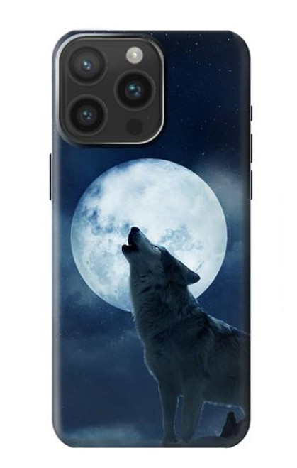 S3693 Pleine lune du loup blanc sinistre Etui Coque Housse pour iPhone 15 Pro Max