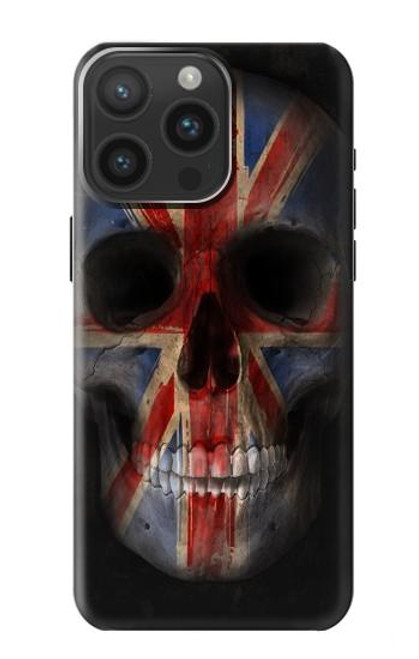 S3848 Crâne de drapeau du Royaume-Uni Etui Coque Housse pour iPhone 15 Pro Max