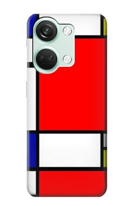 S0157 Composition Rouge Bleu Jaune Etui Coque Housse pour OnePlus Nord 3