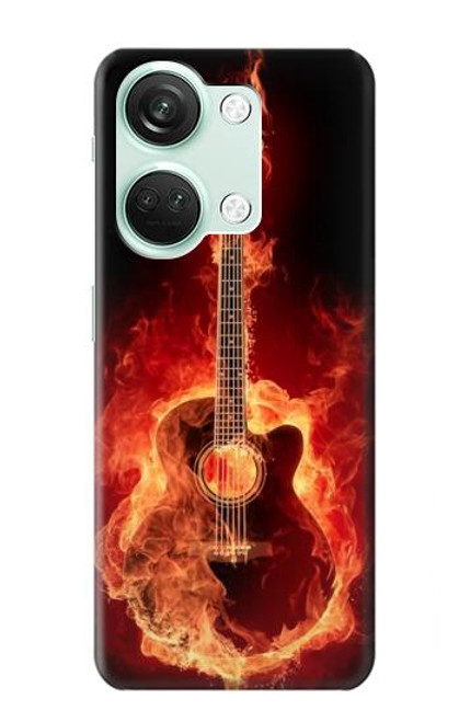 S0415 Graver guitare feu Etui Coque Housse pour OnePlus Nord 3