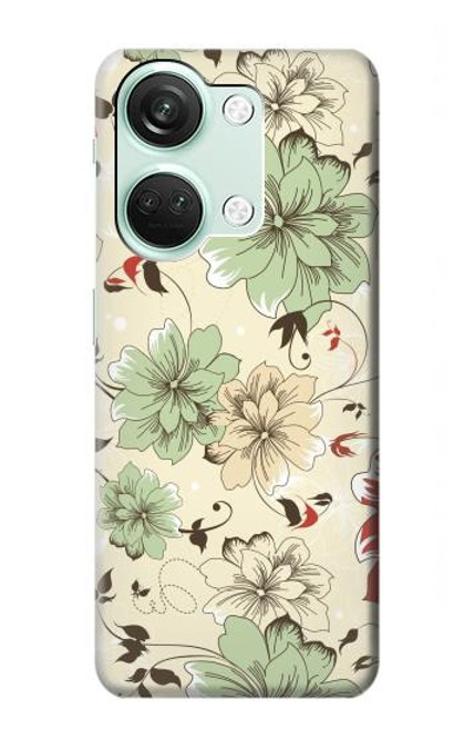 S2179 Motif Fleur Floral Art Millésime Etui Coque Housse pour OnePlus Nord 3