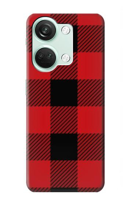 S2931 Rouge Buffle motif de vérification Etui Coque Housse pour OnePlus Nord 3