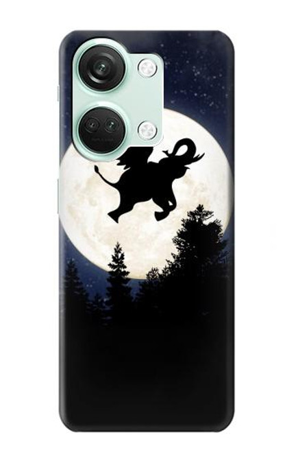 S3323 Voler l'Eléphant Nuit de pleine lune Etui Coque Housse pour OnePlus Nord 3