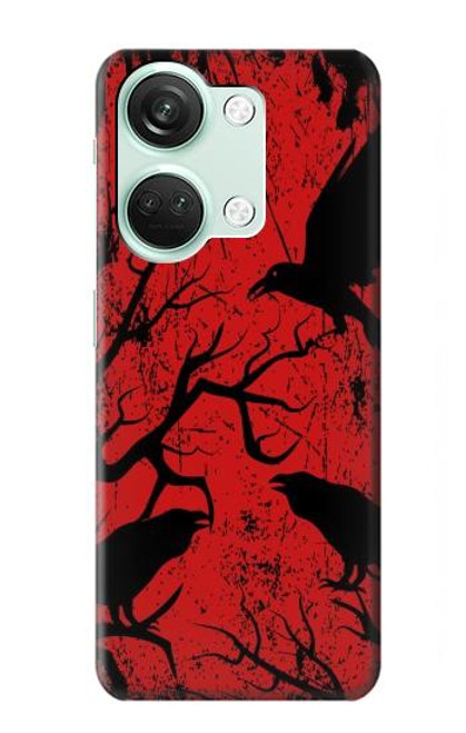 S3325 Corbeau Noir Sang Arbre Etui Coque Housse pour OnePlus Nord 3