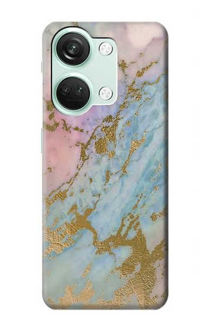 S3717 Imprimé graphique en marbre bleu pastel or rose Etui Coque Housse pour OnePlus Nord 3