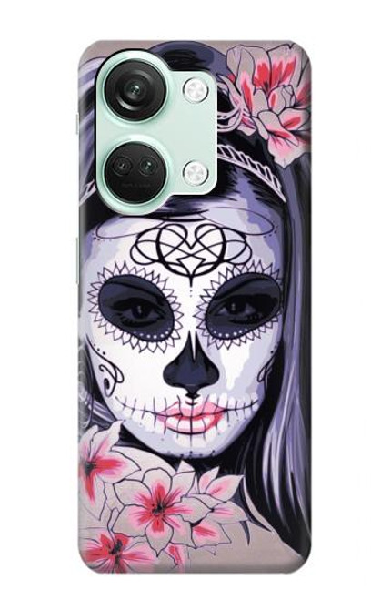 S3821 Sugar Skull Steampunk Fille Gothique Etui Coque Housse pour OnePlus Nord 3