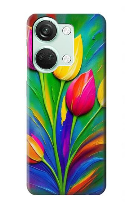 S3926 Peinture à l'huile de tulipe colorée Etui Coque Housse pour OnePlus Nord 3