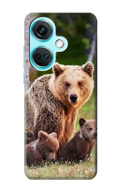 S3558 Famille d'ours Etui Coque Housse pour OnePlus Nord CE3