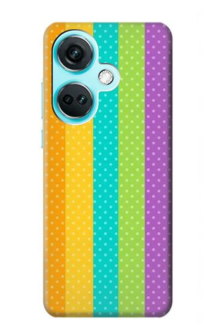 S3678 Vertical arc-en-ciel coloré Etui Coque Housse pour OnePlus Nord CE3