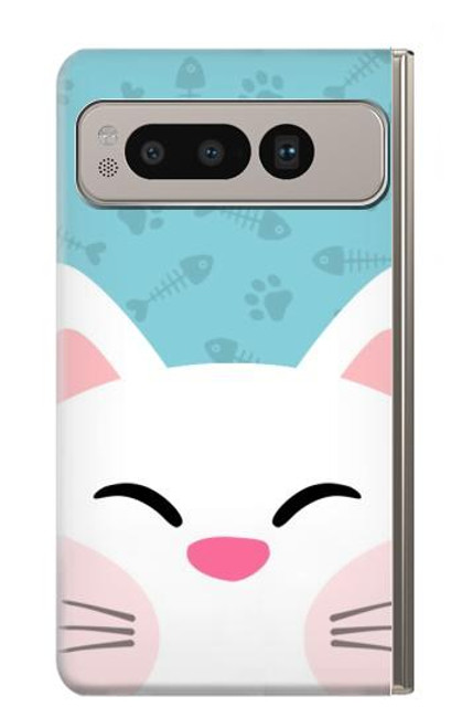 S3542 Chat mignon Dessin animé Etui Coque Housse pour Google Pixel Fold