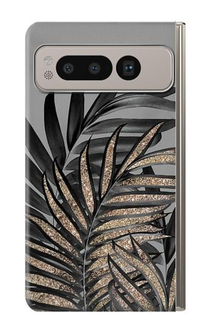 S3692 Feuilles de palmier gris noir Etui Coque Housse pour Google Pixel Fold