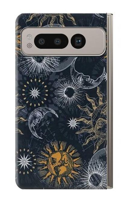 S3702 Lune et soleil Etui Coque Housse pour Google Pixel Fold