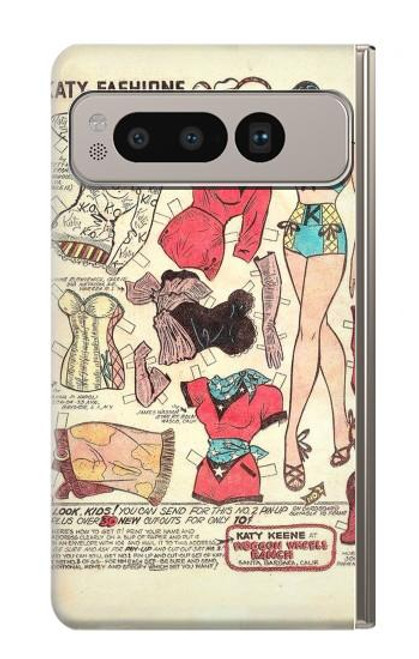 S3820 Poupée de papier de mode de cow-girl vintage Etui Coque Housse pour Google Pixel Fold