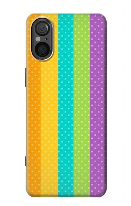 S3678 Vertical arc-en-ciel coloré Etui Coque Housse pour Sony Xperia 5 V