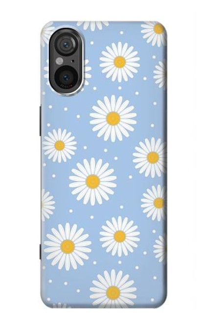 S3681 Motif de fleurs de marguerite Etui Coque Housse pour Sony Xperia 5 V