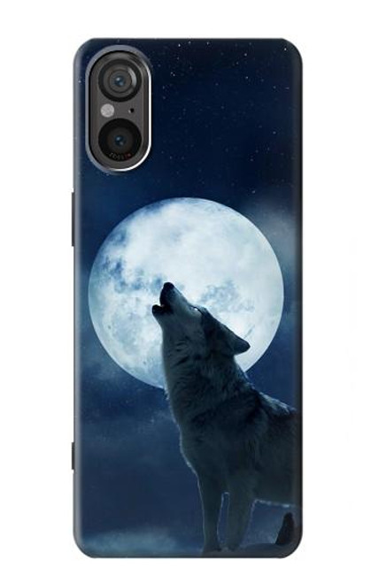 S3693 Pleine lune du loup blanc sinistre Etui Coque Housse pour Sony Xperia 5 V