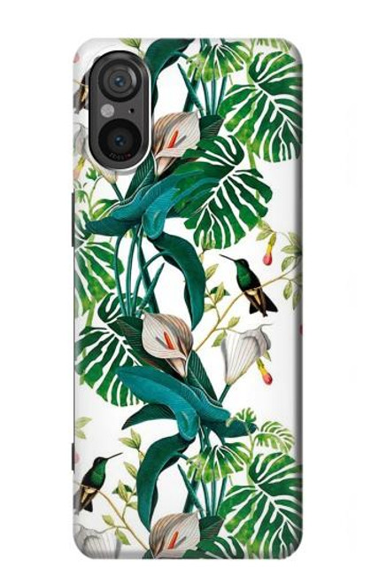 S3697 Oiseaux de la vie des feuilles Etui Coque Housse pour Sony Xperia 5 V