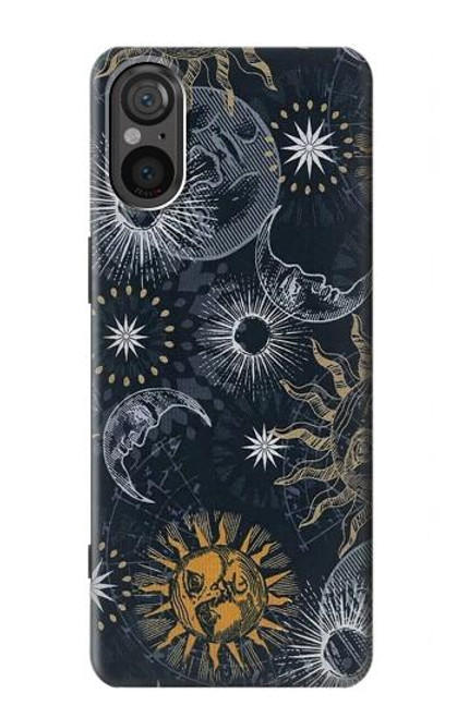 S3702 Lune et soleil Etui Coque Housse pour Sony Xperia 5 V