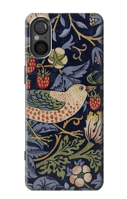 S3791 William Morris Strawberry Thief Fabric Etui Coque Housse pour Sony Xperia 5 V