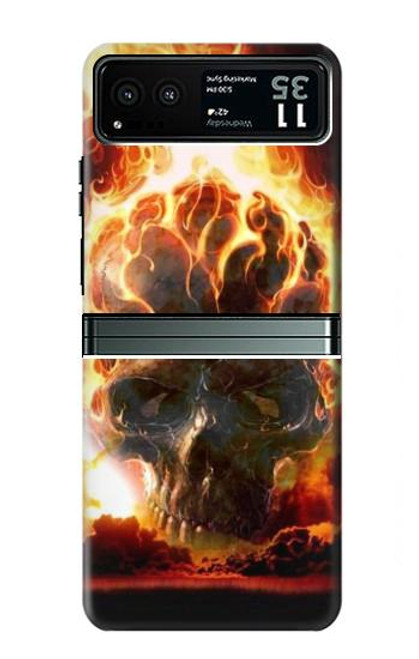 S0863 De feu crâne Etui Coque Housse pour Motorola Razr 40