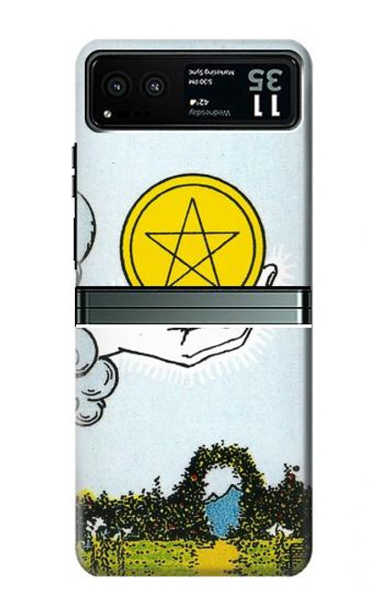 S3722 Carte de tarot Pièces de l'As des Pentacles Etui Coque Housse pour Motorola Razr 40