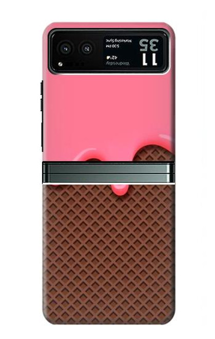 S3754 Cornet de crème glacée à la fraise Etui Coque Housse pour Motorola Razr 40