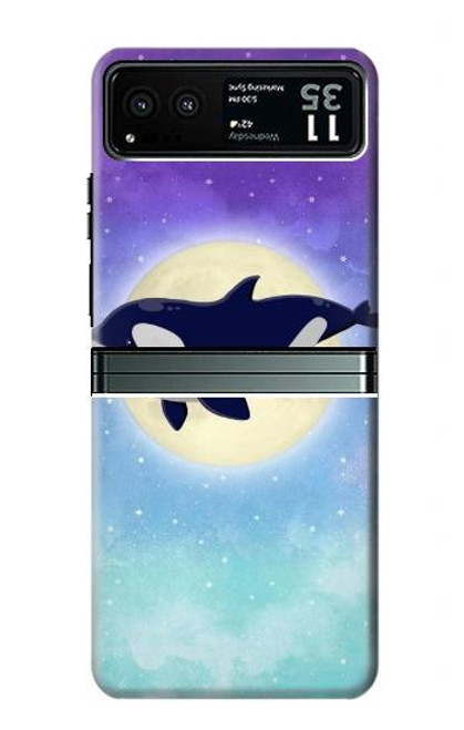 S3807 Killer Whale Orca Lune Pastel Fantaisie Etui Coque Housse pour Motorola Razr 40