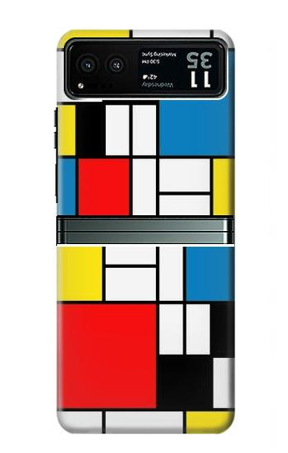 S3814 Composition de dessin au trait Piet Mondrian Etui Coque Housse pour Motorola Razr 40