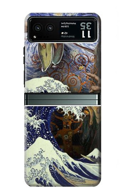 S3851 Monde de l'art Van Gogh Hokusai Da Vinci Etui Coque Housse pour Motorola Razr 40