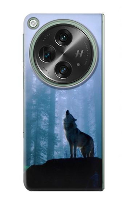 S0935 Loup Hurlant dans la forêt Etui Coque Housse pour OnePlus OPEN