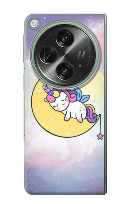 S3485 Mignon sommeil Licorne Etui Coque Housse pour OnePlus OPEN