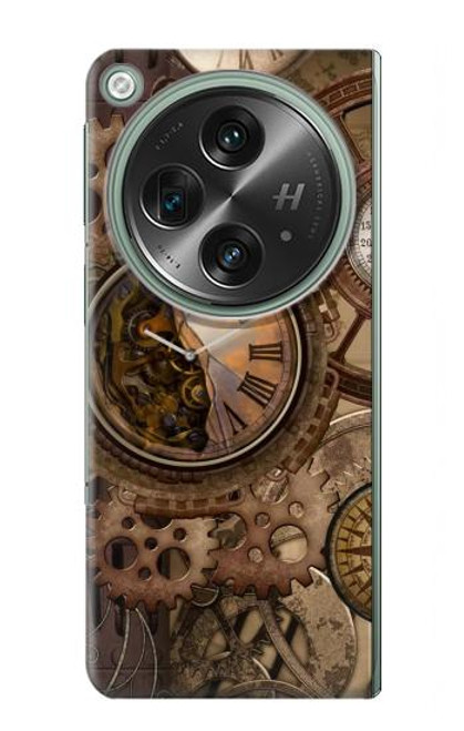 S3927 Boussole Horloge Gage Steampunk Etui Coque Housse pour OnePlus OPEN