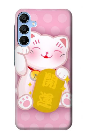 S3025 Rose Maneki Neko chat chanceux Etui Coque Housse pour Samsung Galaxy A15 5G