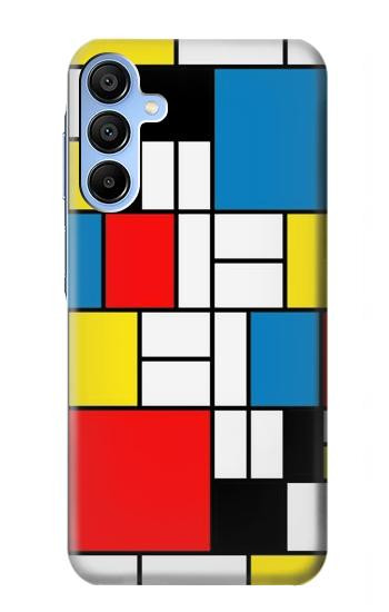 S3814 Composition de dessin au trait Piet Mondrian Etui Coque Housse pour Samsung Galaxy A15 5G