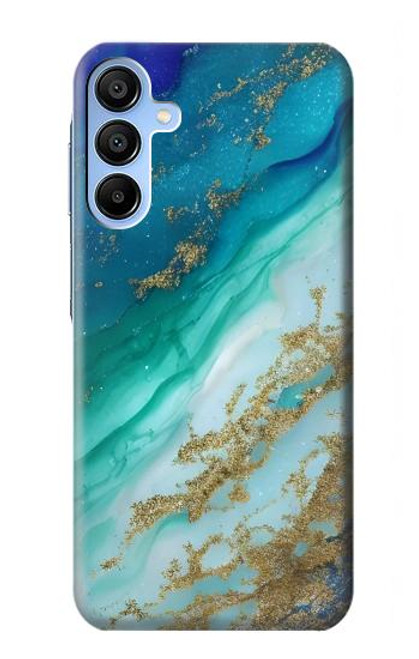 S3920 Couleur bleu océan abstrait émeraude mélangée Etui Coque Housse pour Samsung Galaxy A15 5G