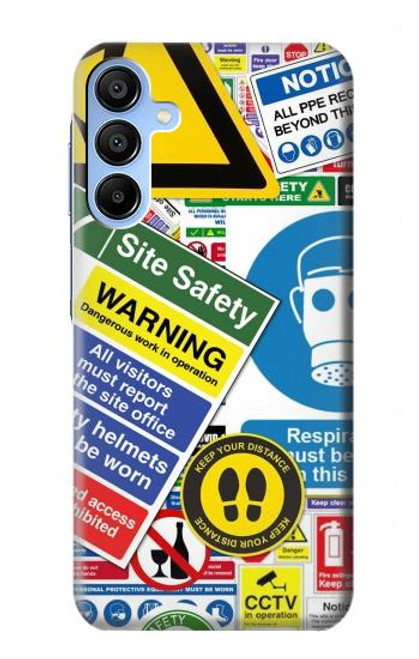 S3960 Collage d'autocollants de signalisation de sécurité Etui Coque Housse pour Samsung Galaxy A15 5G