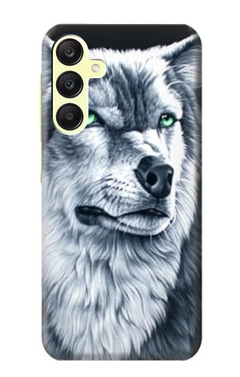 S0123 Loup blanc Etui Coque Housse pour Samsung Galaxy A25 5G