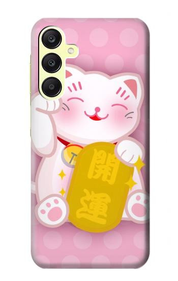 S3025 Rose Maneki Neko chat chanceux Etui Coque Housse pour Samsung Galaxy A25 5G