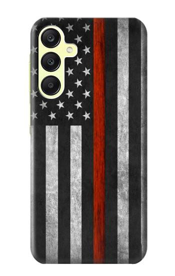S3472 sapeur pompier Rouge mince ligne Drapeau Etui Coque Housse pour Samsung Galaxy A25 5G