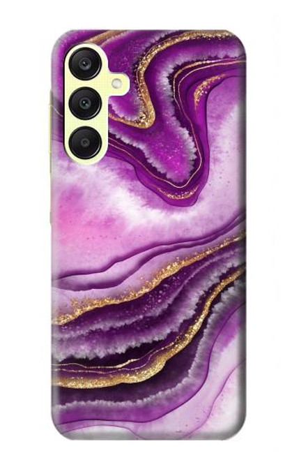 S3896 Stries d'or en marbre violet Etui Coque Housse pour Samsung Galaxy A25 5G