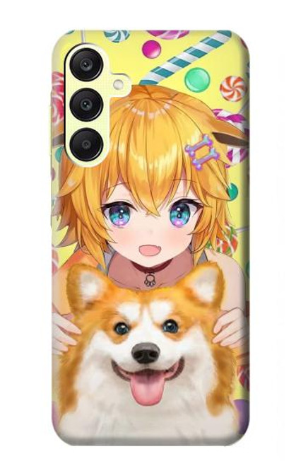 S3918 Bébé Corgi Chien Corgi Fille Bonbons Etui Coque Housse pour Samsung Galaxy A25 5G