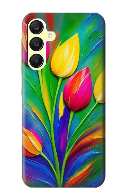 S3926 Peinture à l'huile de tulipe colorée Etui Coque Housse pour Samsung Galaxy A25 5G