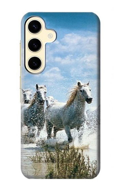 S0250 Cheval Blanc Etui Coque Housse pour Samsung Galaxy S24