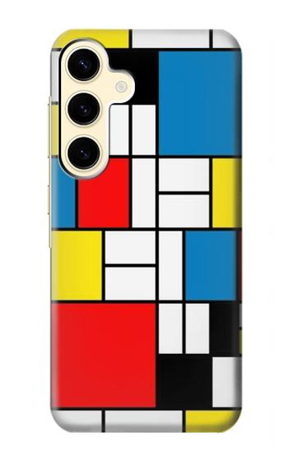 S3814 Composition de dessin au trait Piet Mondrian Etui Coque Housse pour Samsung Galaxy S24