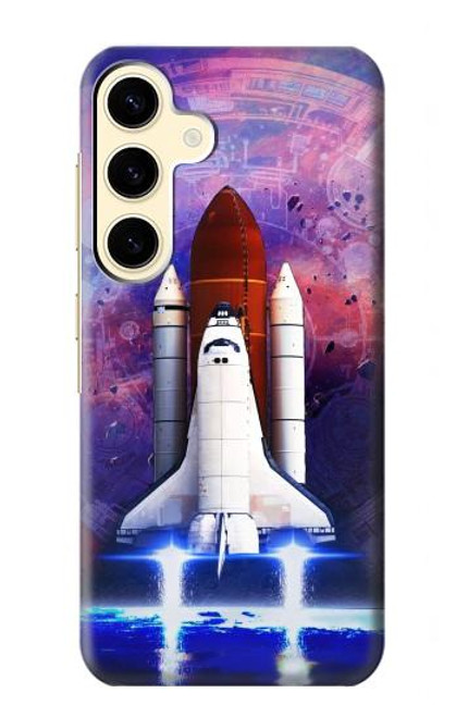 S3913 Navette spatiale nébuleuse colorée Etui Coque Housse pour Samsung Galaxy S24