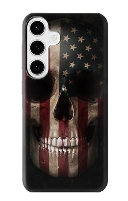 S3850 Crâne de drapeau américain Etui Coque Housse pour Samsung Galaxy S24 Plus