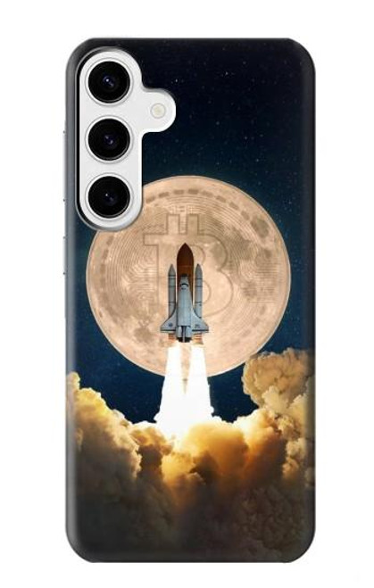 S3859 Bitcoin à la Lune Etui Coque Housse pour Samsung Galaxy S24 Plus