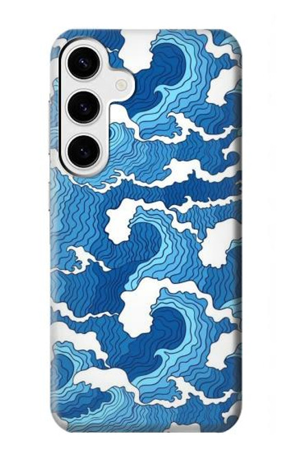 S3901 Vagues esthétiques de l'océan de tempête Etui Coque Housse pour Samsung Galaxy S24 Plus